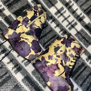 Floral Platform Ankle Boots